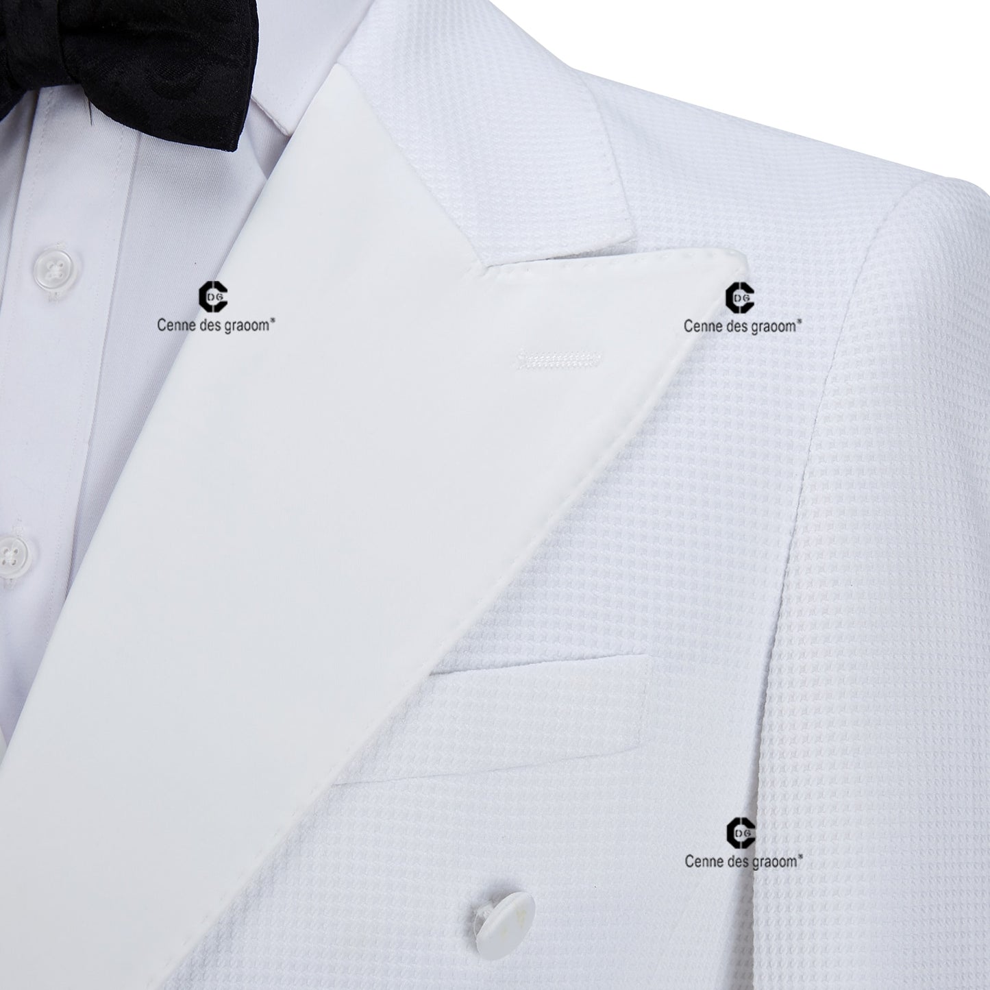 2022 Cenne Des Graoom Neue Smoking Anzüge für Männer Weiß Zweireihige Hochzeit Luxus Bräutigam Party