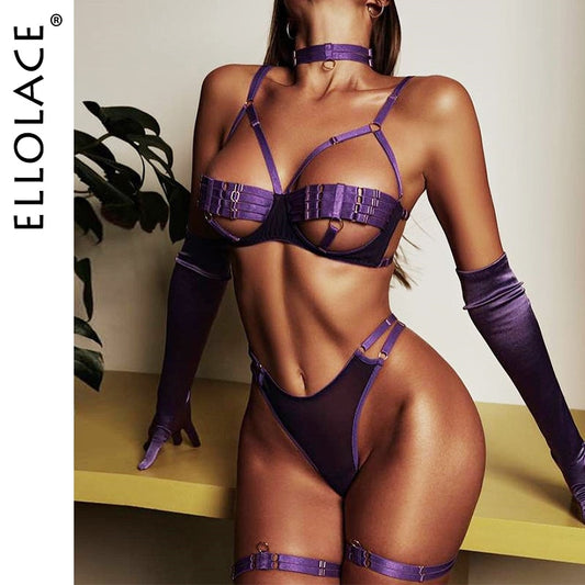 Ellolace Sexy Dessous, 5-teiliges Sexy Kostüm, Unterwäsche, BH-Outfits