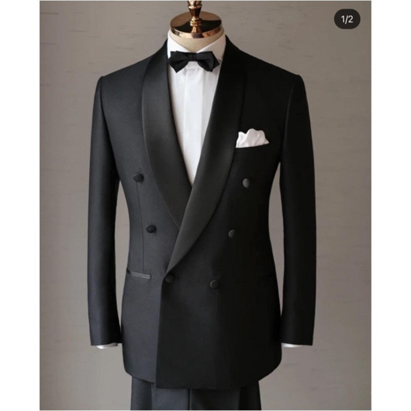 Business Schal Revers Herrenanzüge Slim Fit  Hochzeit Bräutigam Custom Kleidung Outfit Casual Daily Set Blazer Hose