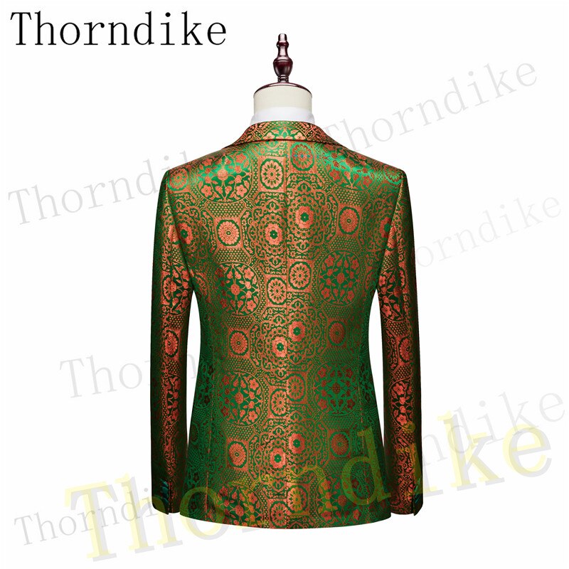 Thorndike New Style Green Jacquard Western Maßgeschneiderter Anzug Revers Smoking Design Lässig