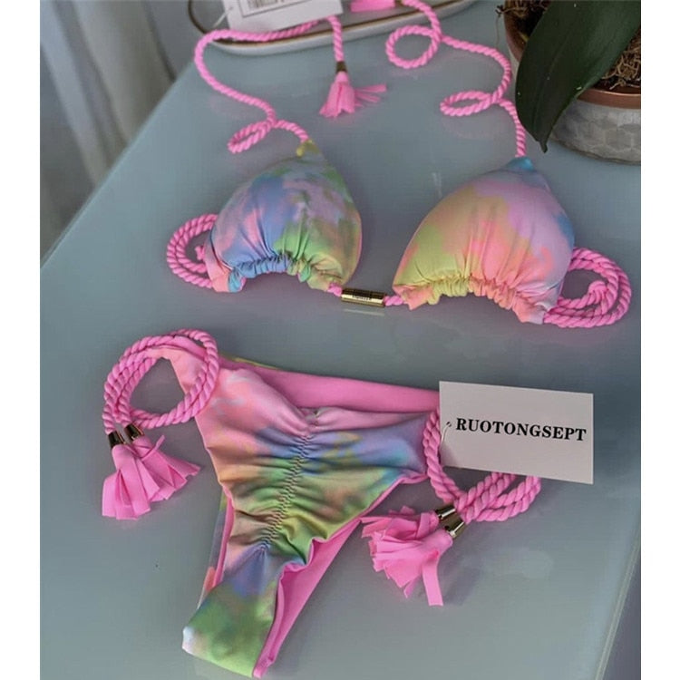 2022 Neue RUOTONGSEPT Bademode Tanga Bikini Set Badeanzüge Sexy Badeanzüge Bikinis Dreieck Bandage tif-shop24.de