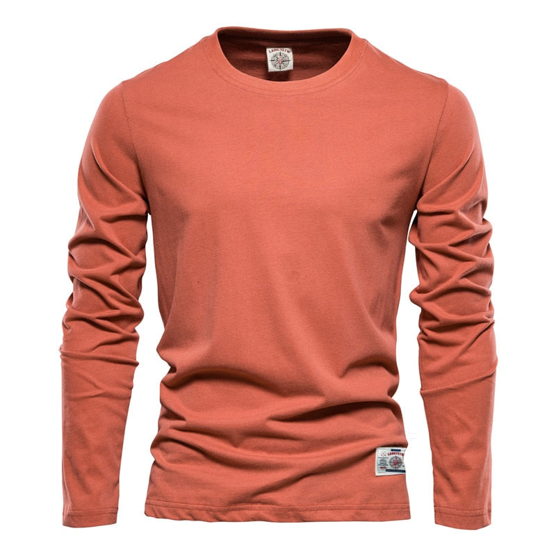 100% Baumwolle Langarm T-Shirt Solide Hohe Qualität Tops Klassische Outfit tif-shop24.de