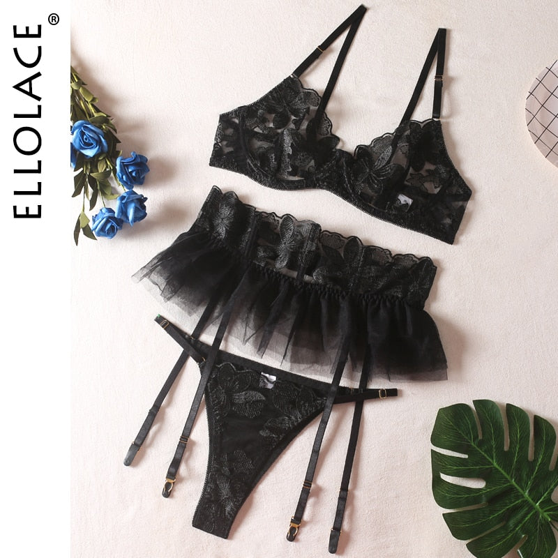 Ellolace Fancy Lingeries Luxury Lace Erotic Unterwäsche Transparent Sexy Round