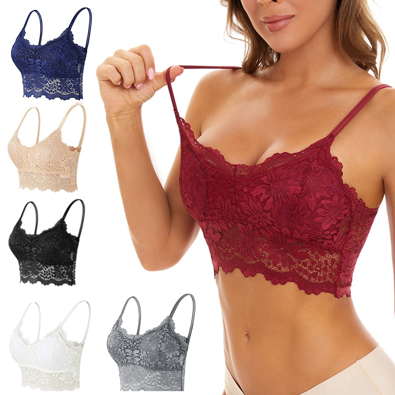 Neue Frauen Spitze Bhs Top Komfortable Bralette Einfarbig Sexy Unterwäsche Weste Weibliche Aushöhlen  Dessous Nahtlose tif-shop24.de