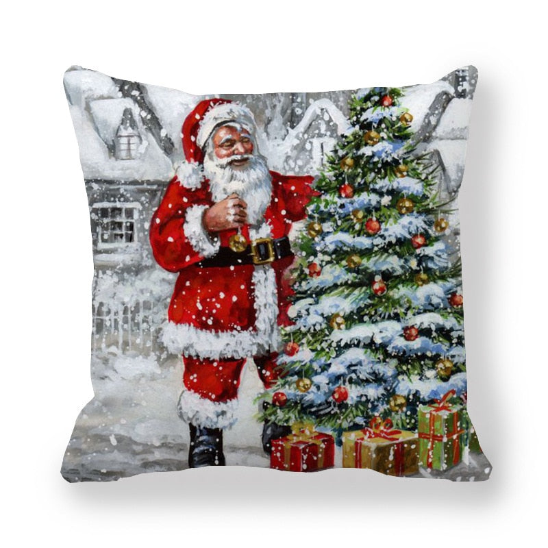 Frohe Weihnachtsdekoration für Zuhause Weihnachtskissenbezug Weihnachtsornament Kissenbezug Natal Navidad Neujahrsgeschenke 45x45cm