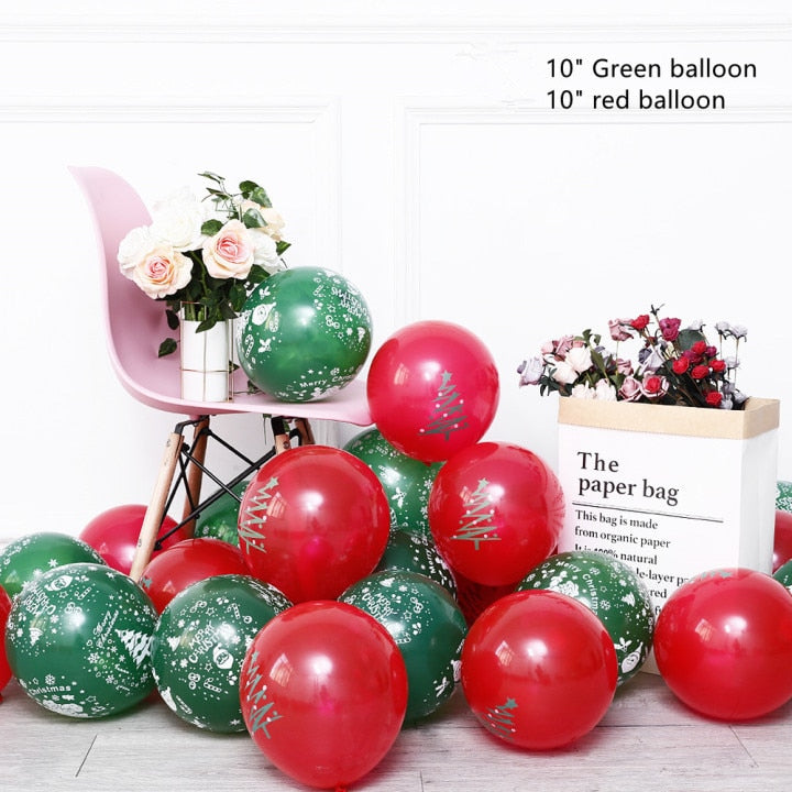 30 stücke Weihnachten Latex Ballon Goldene Grüne Luftballons Konfetti Luft Weihnachtsbaum Geburtstagsfeier Dekoration Hochzeit