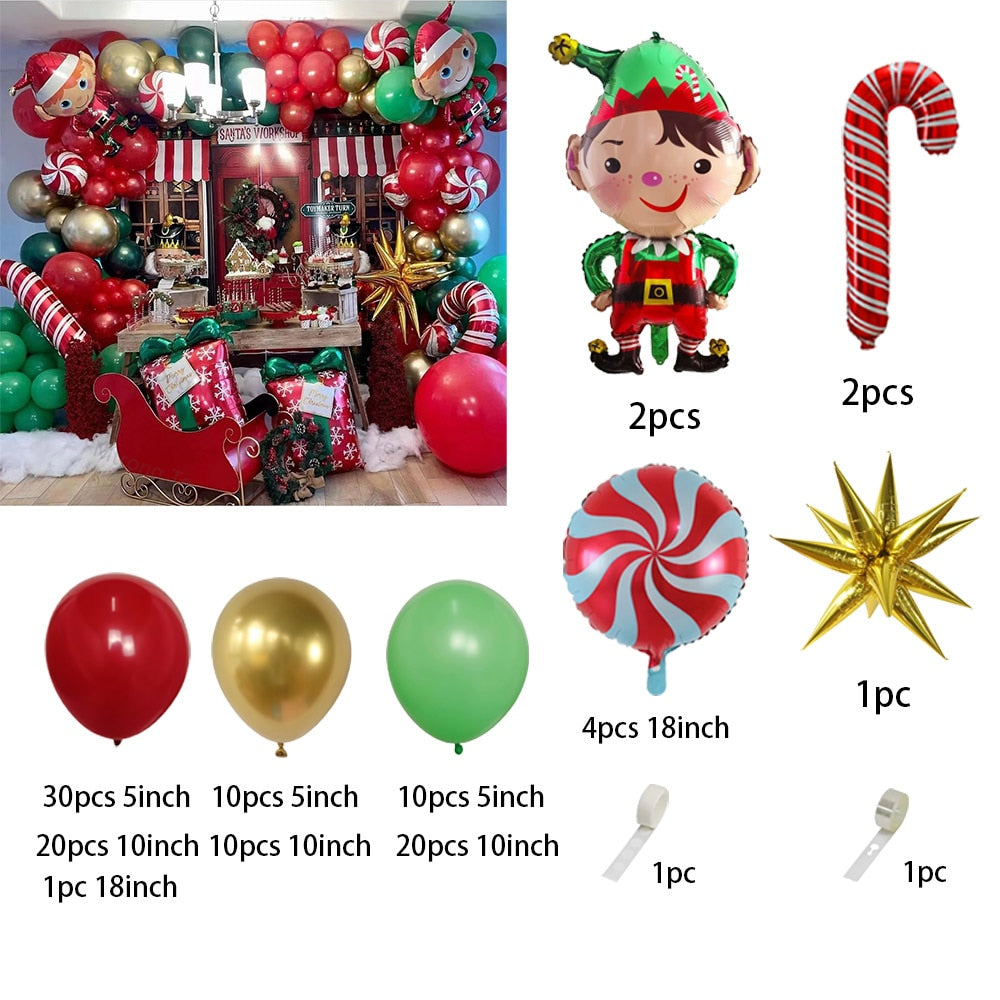 1Set Frohe Weihnachten Ballon Bogen Garland Kit Weihnachtsmann Neujahr Dekorationen