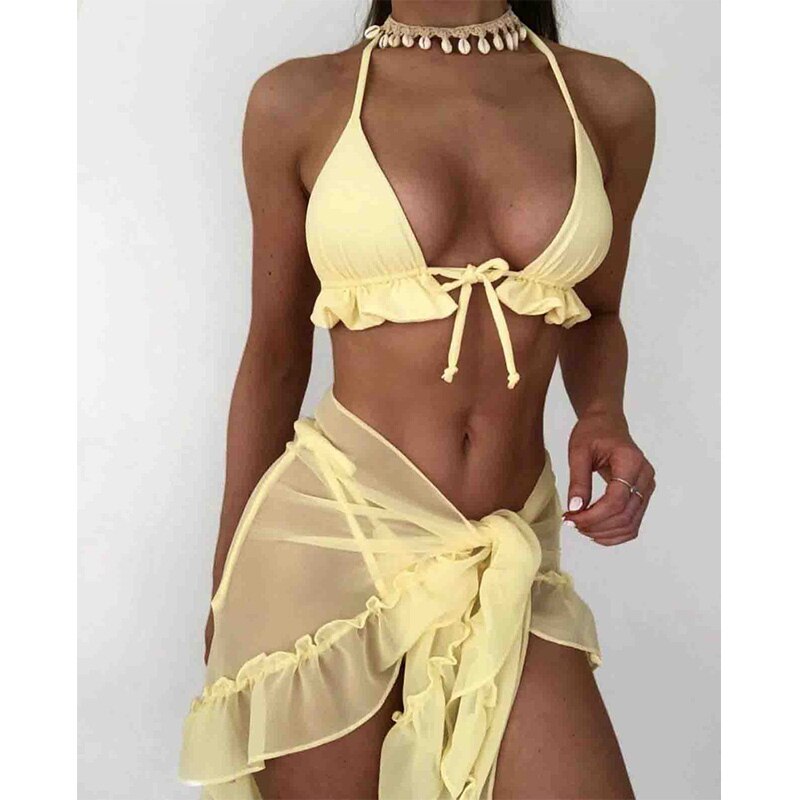 2022 Miyouj Welle Druck Badeanzug Sexy Badeanzüge 4 Teilige Bikinis Strand Sarong Micro Tanga Bademode Verband Bademode tif-shop24.de