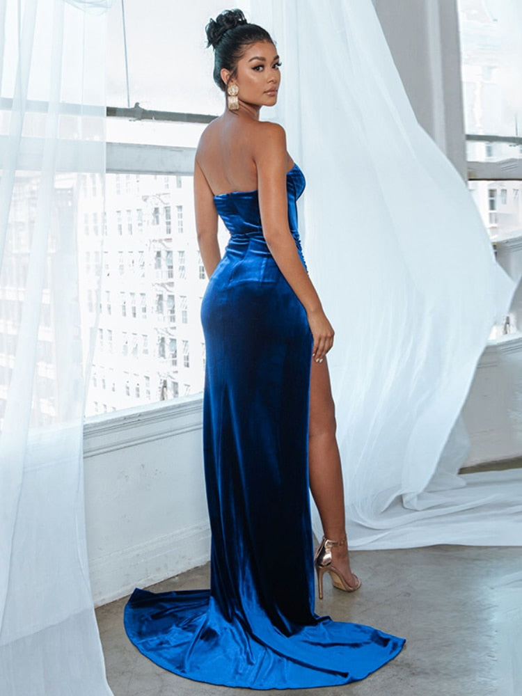 Tiara Backless Velvet Dress