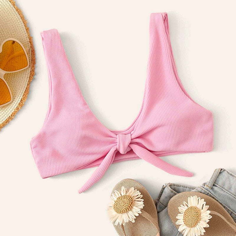 2022 Sexy Hohe Taille Bikinis Strand Feste Gerippte Push Up Badeanzug Brasilianische Bademode Biquini Beachwear tif-shop24.de