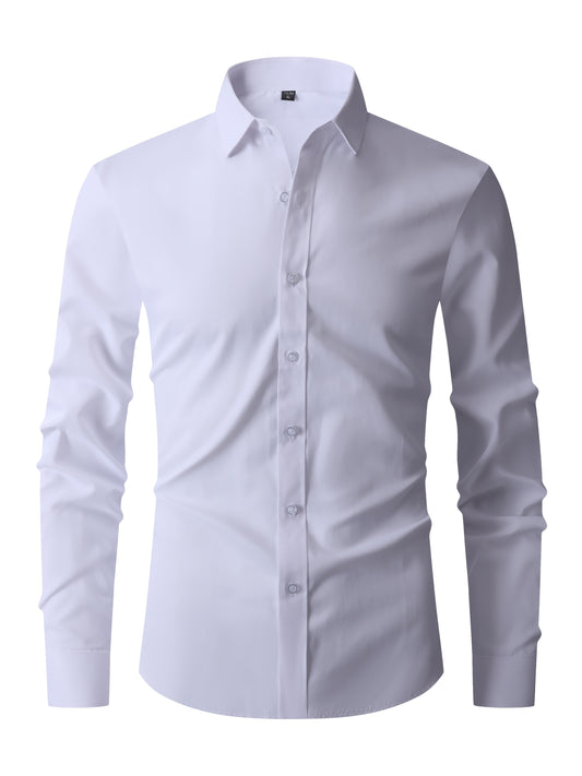 Hemd im klassischen Design, halbformelles Hemd für Herren mit Revers und langen Ärmeln