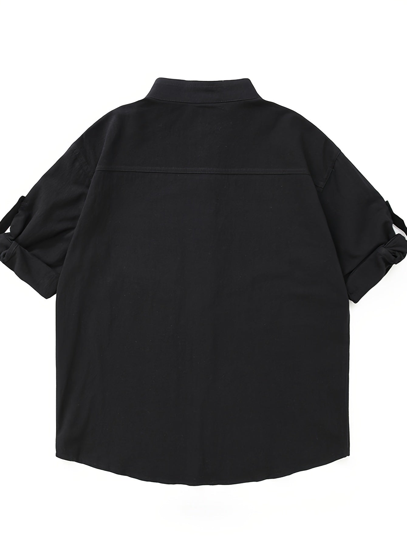 Stilvolles Baumwolle Locker Solides Hemd, Lässig Atmungsaktives Revers-Knopf Kurzarmhemd