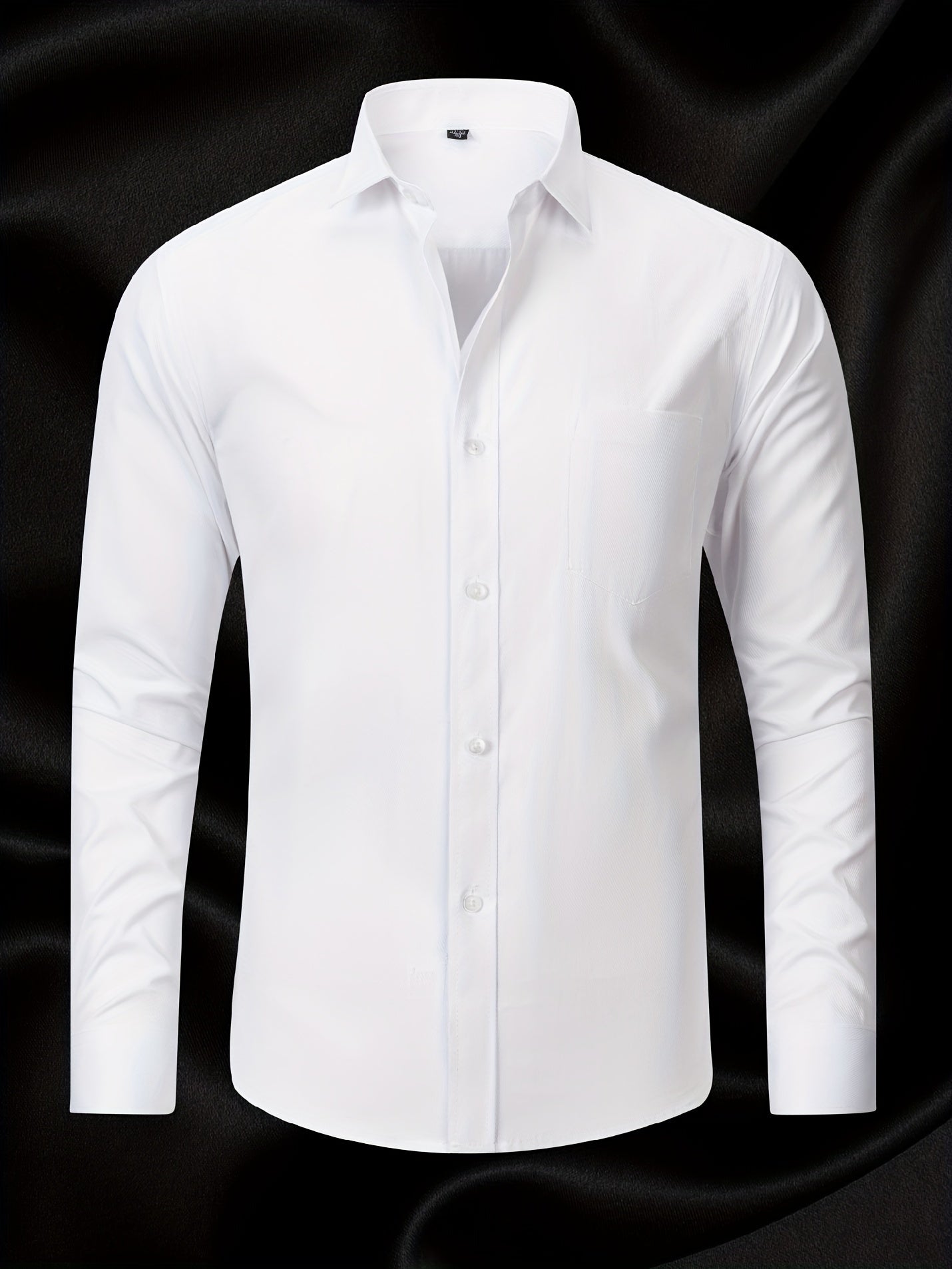 Trendiges Einfarbiges Hemd, Lässiges Revers-Knopfleiste Langarmhemd Für Outdoor-Geschäftsanlässe