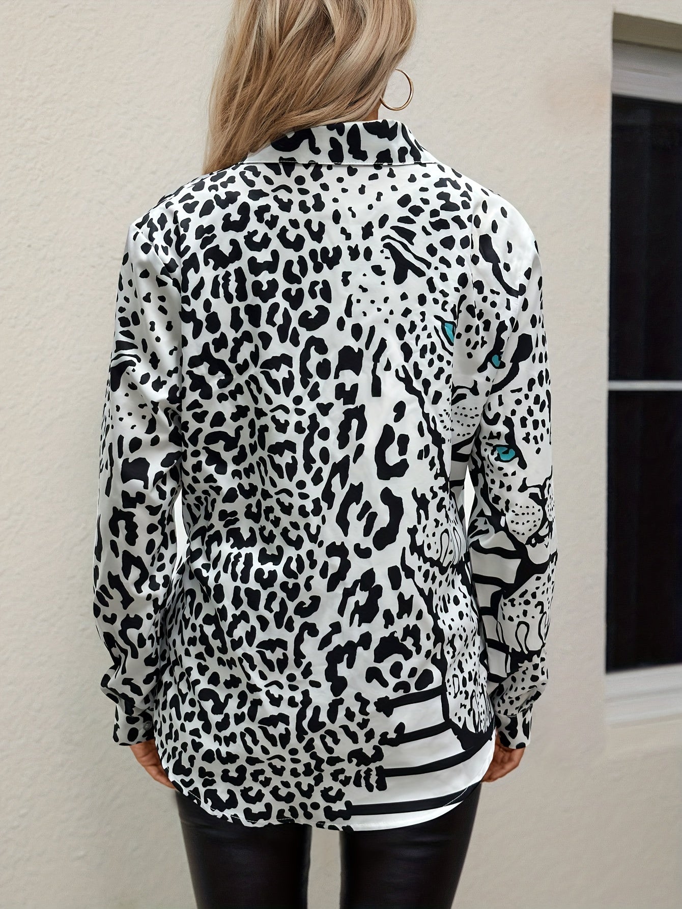 Leopard-Print-Shirt, Lässiges Hemd Mit Knopfleiste