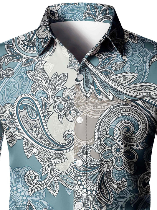 Herren Freizeit Elegantes Paisley-Muster Langarmhemd