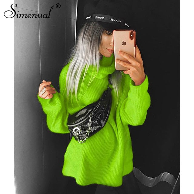 Simenual Knitwear  Pullover Neon Farbe Langarm