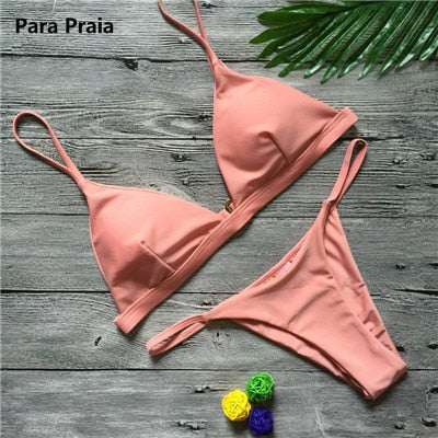 B9 Farben solid Bikini Set  Sexy Push Up Bademode Frauen brasilianischen Badeanzug niedrige Taille  zwei Stück Badeanzug