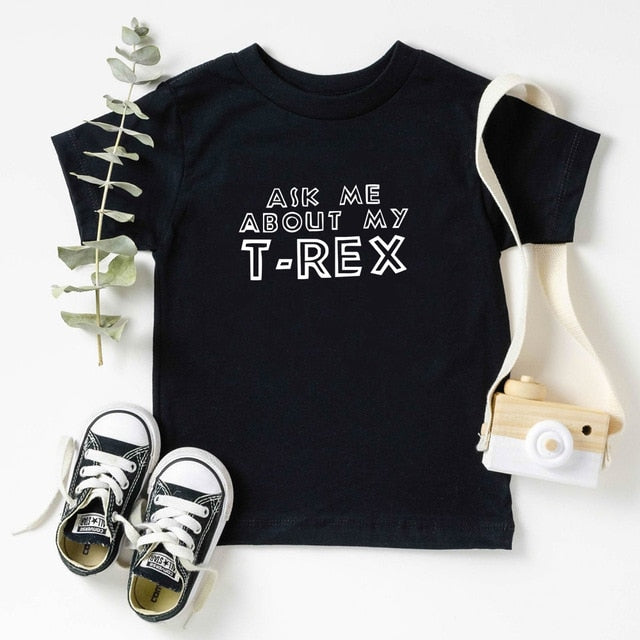 Fragen Sie mich nach meinem T Rex Flip T-Shirt Kinder lustiges Hemd Dinosaurier Grafik Mode