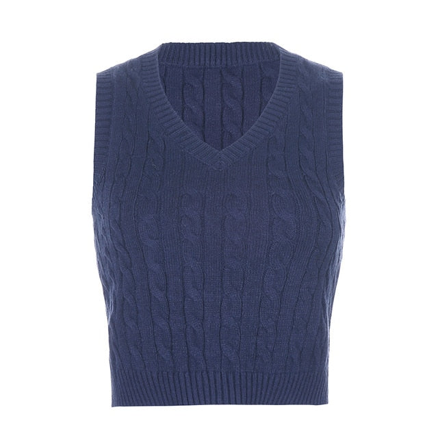 SUCHCUTE  Pullover Weste  jumper V Neck pullover Gestrickte Westen Adrette Crop Top tif shop 24.de