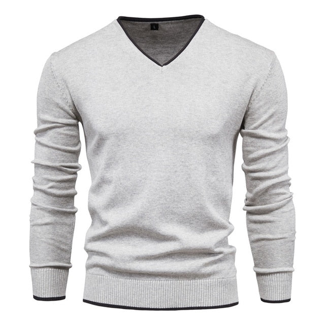 100 % Baumwolle  V-Ausschnitt Pullover Solide Farbe Langarm tif shop 24.de