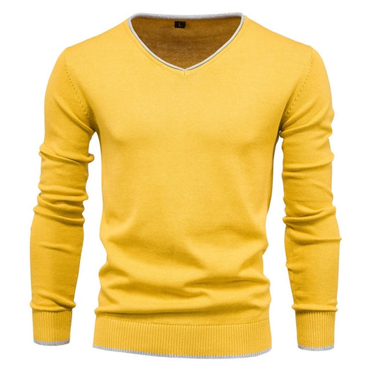100 % Baumwolle  V-Ausschnitt Pullover Solide Farbe Langarm tif shop 24.de