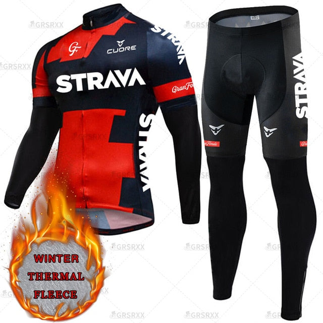 STRAVA Winter Fahrradset Bike Cycling Team 2021 Thermo Fleece Langarm Sportswear Warm halten Racing Pro Jersey tif shop 24.de