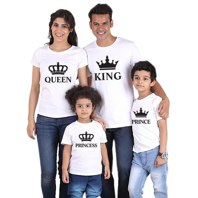 Sommer Mutter und Tochter Familie  passende Outfits Tshirt Vater Mutter Sohn Baby  Königin König tif shop 24.de