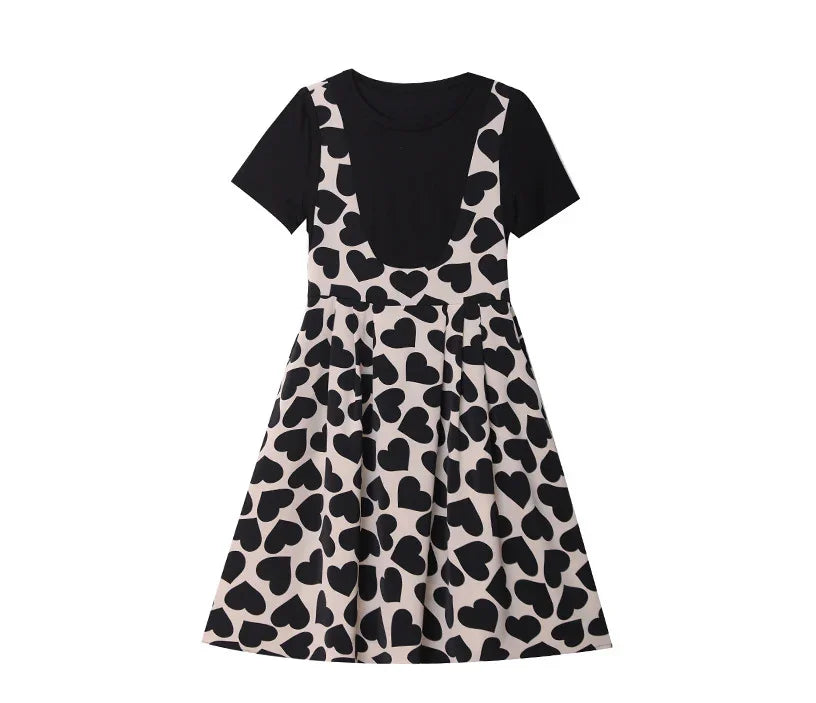 Kurzärmliges Kleid mit Liebesnähten, lockerer, schlanker, modischer Trägerrock | tif-shop24.de