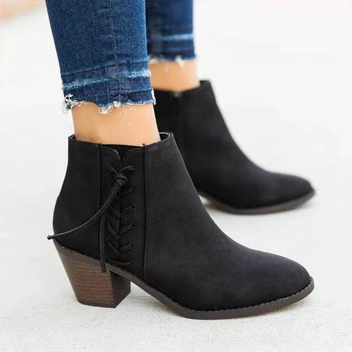 Stiefeletten mit Krokodilmuster, spitze Zehen, Leopardenmuster, klobige Schuhe mit Blockabsatz | tif-shop24.de