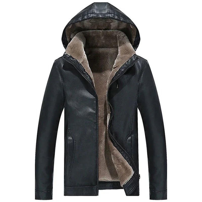 Wintern Lederjacke Warmer dicker PU-Mantel Thermo-Fleece Jacken - tif-shop24.de