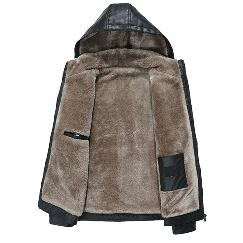 Wintern Lederjacke Warmer dicker PU-Mantel Thermo-Fleece Jacken | tif-shop24.de