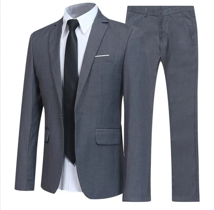 Herren Anzug Bräutigammode Herren Smoking Frühling und Herbst Mode Business Slim Freizeit 2 Teilig Groomsman Suit Groomsman (Jacke + Hose) | tif-shop24.de