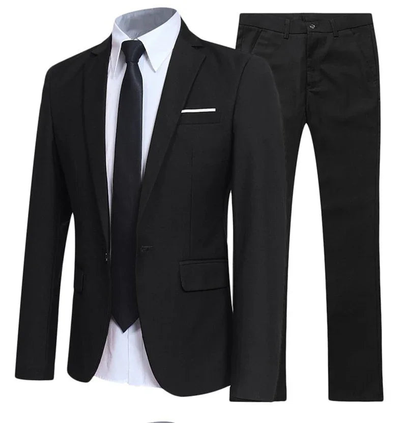 Herren Anzug Bräutigammode Herren Smoking Frühling und Herbst Mode Business Slim Freizeit 2 Teilig Groomsman Suit Groomsman (Jacke + Hose) | tif-shop24.de