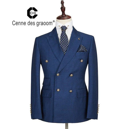 Neue Anzug Plaid Zweireiher Zweiteiler Slim Fit Hochwertige Hochzeit Kostüm | tif-shop24.de