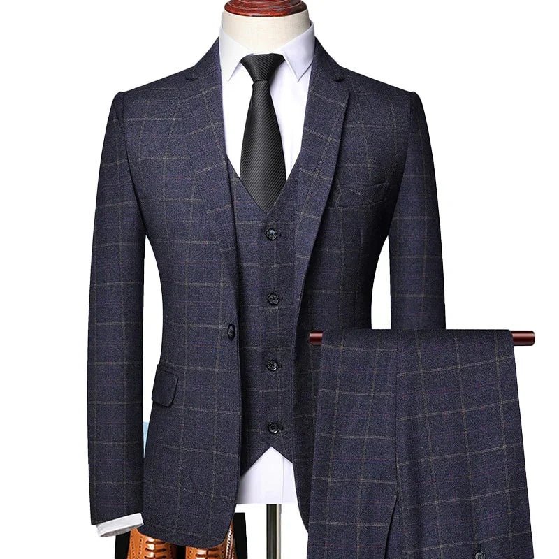 Shenrun 3 Teilige Anzug Frühling Herbst Plaid Slim Fit Geschäfts Formalen Casual  Anzüge Büro Work Party Prom Hochzeit Bräutigam | tif-shop24.de