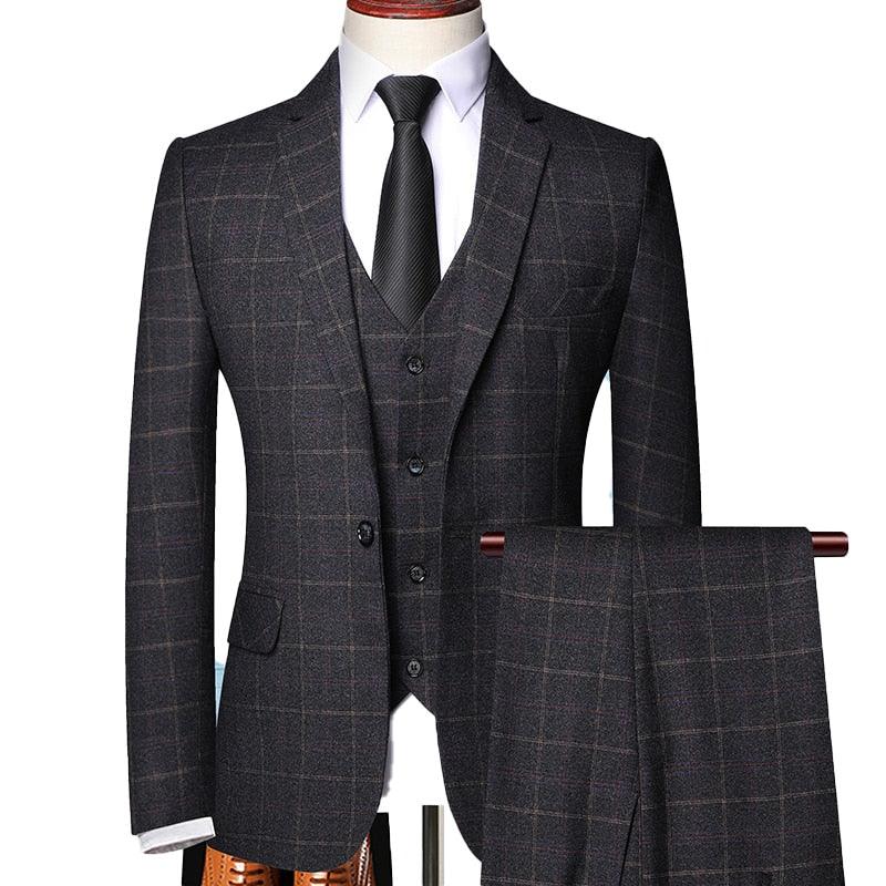 Shenrun 3 Teilige Anzug Frühling Herbst Plaid Slim Fit Geschäfts Formalen Casual  Anzüge Büro Work Party Prom Hochzeit Bräutigam | tif-shop24.de