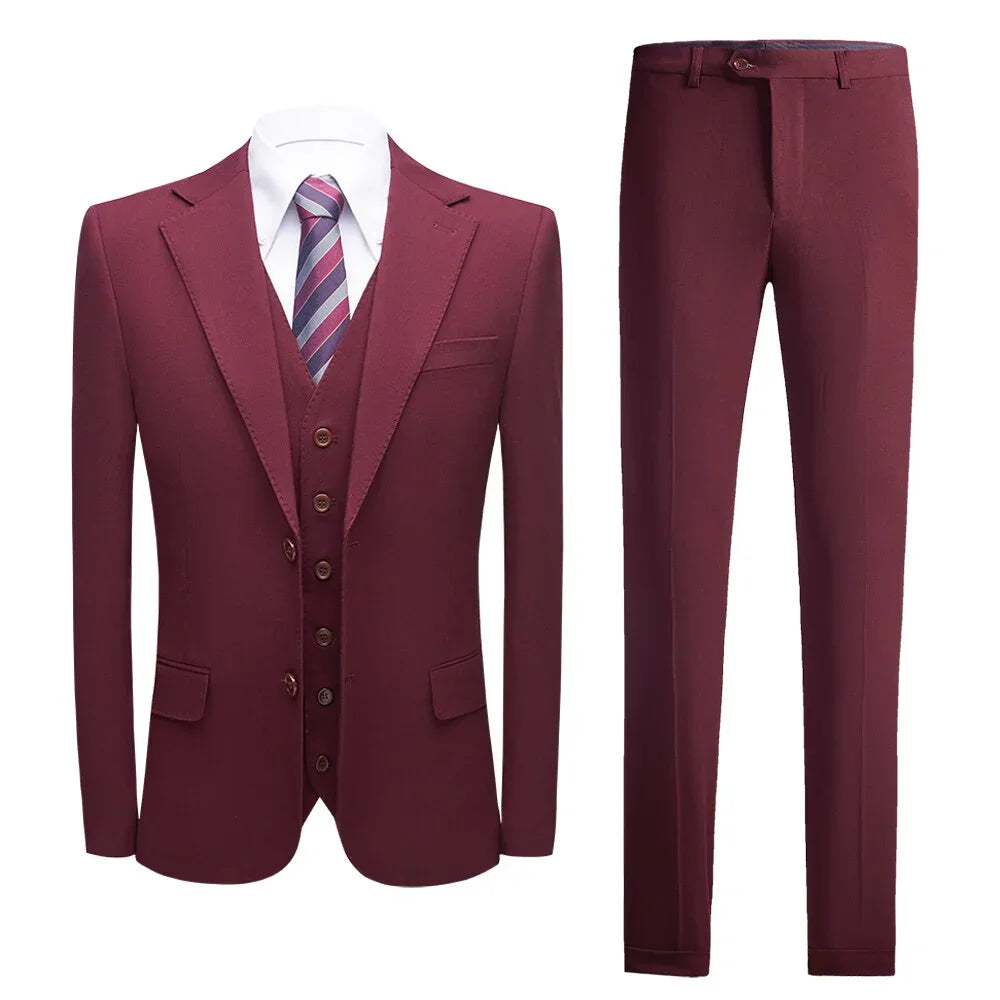 Wunderbare Bräutigam  Hochzeit  Promotion Slim Fit Formale Business Arbeit Tragen Anzüge 3Pcs Set (Jacke + Hose + Weste) | tif-shop24.de