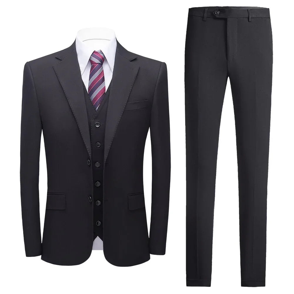 Wunderbare Bräutigam Hochzeit Promotion Slim Fit Formale Business Arbeit Tragen Anzüge 3Pcs Set (Jacke + Hose + Weste) - tif-shop24.de