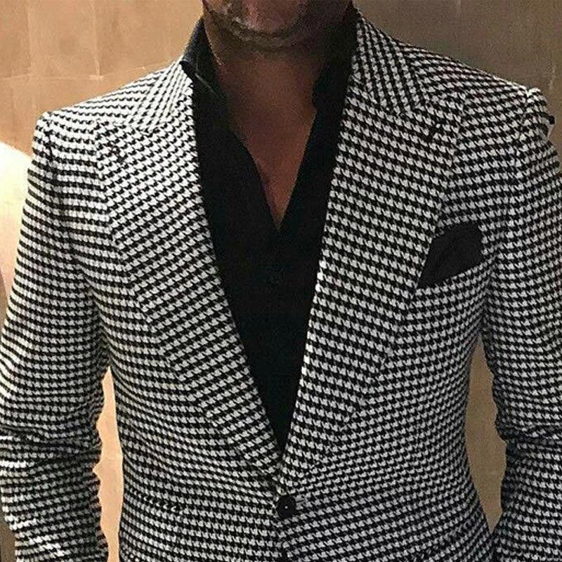 Plaid Herren Anzüge für die Hochzeit 2 Stück  Bräutigam Smoking Herrenmode Kostüme Set Jacke mit Hosen | tif-shop24.de