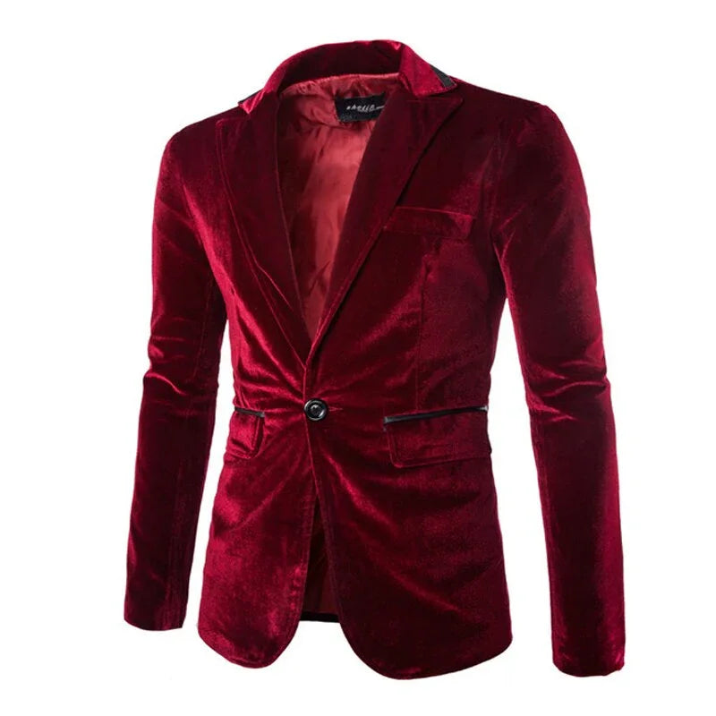 Shiny Purple One Button Velvet Blazer Jacke Herren Frühling | tif-shop24.de