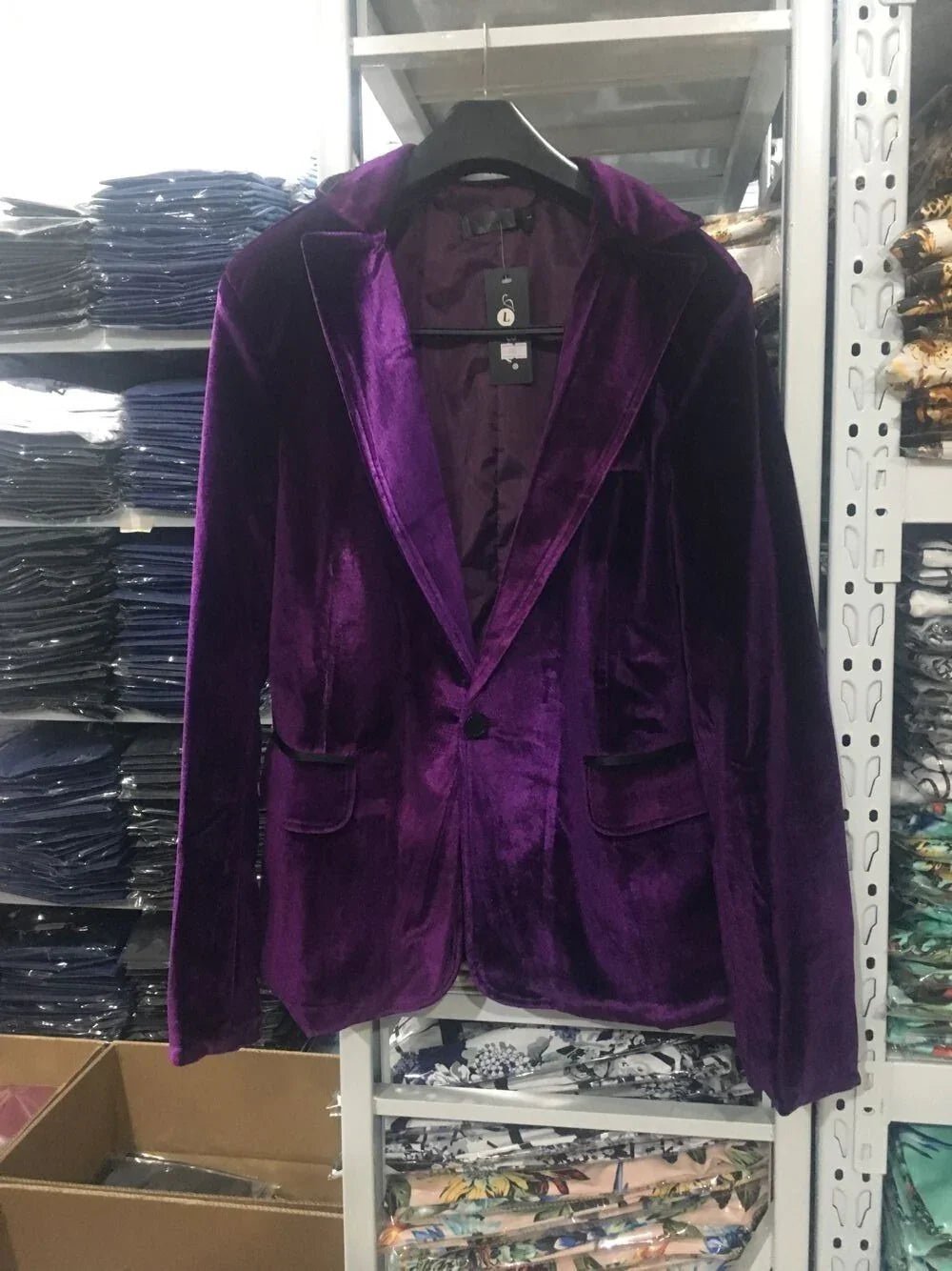 Shiny Purple One Button Velvet Blazer Jacke Herren Frühling New Slim Fit - tif-shop24.de
