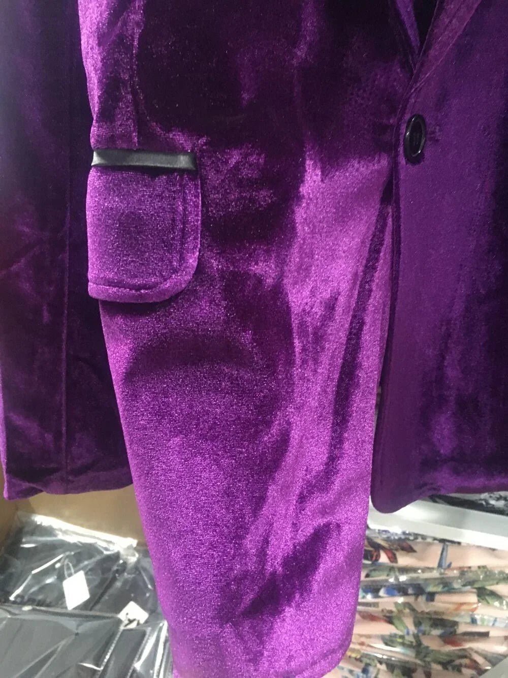 Shiny Purple One Button Velvet Blazer Jacke Herren Frühling | tif-shop24.de