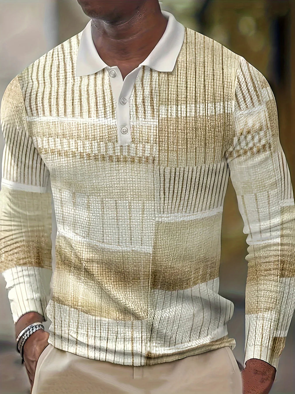 Retro Patchwork Casual V-Ausschnitt Langarm Rugby Shirt | tif-shop24.de