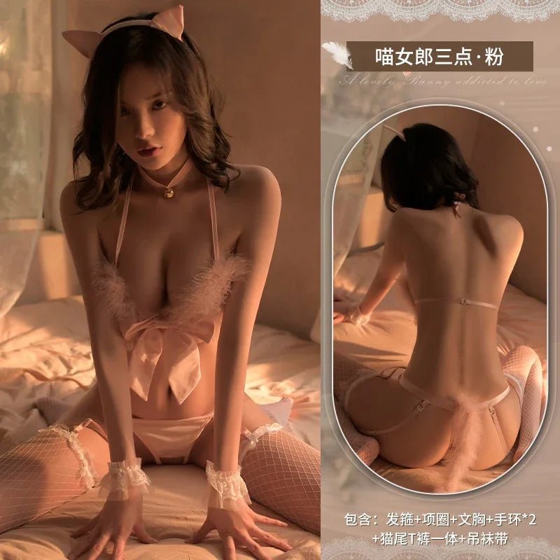 Sexy Lingerie Sexy European and American Three Points Plush Cat Girl Cos Uniform Seductive Set | tif-shop24.de