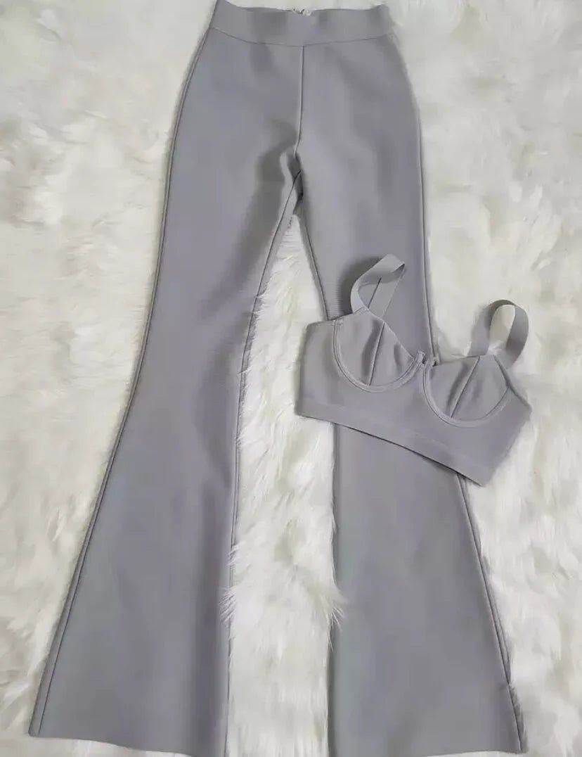 Hohe qualität Blau Zwei Stücke Set Bodycon Rayon Bandage Set Abend Party Sexy Mode Outfit | tif-shop24.de