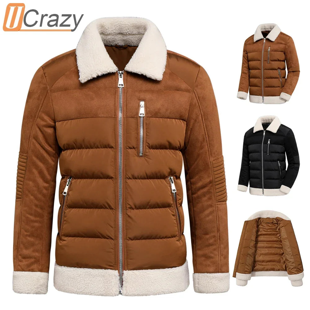 Winter Vintage Casual Wildleder Fleece Kragen Warm Dick Parkas Mantel Outwear Mode Taschen Klassischer Parka Plus | tif-shop24.de
