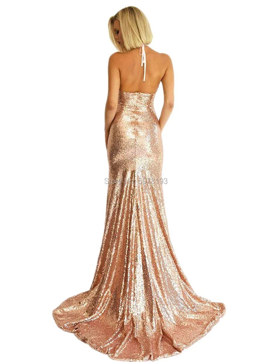 Spaghettiträger mit V-Ausschnitt, natürliche Meerjungfrau/Trompete, bodenlang, Pailletten, lange Abendkleider/formelle Kleider | tif-shop24.de