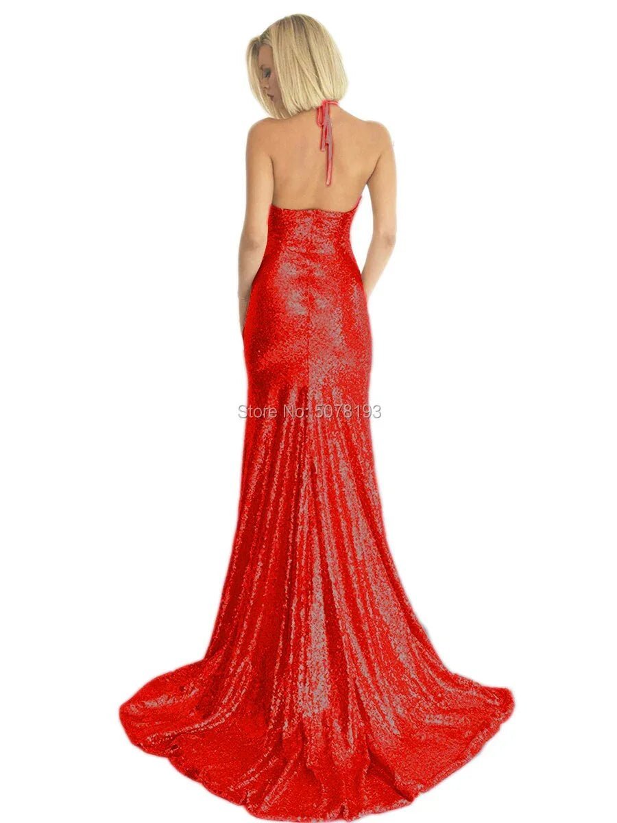 Spaghettiträger mit V-Ausschnitt, natürliche Meerjungfrau/Trompete, bodenlang, Pailletten, lange Abendkleider/formelle Kleider | tif-shop24.de