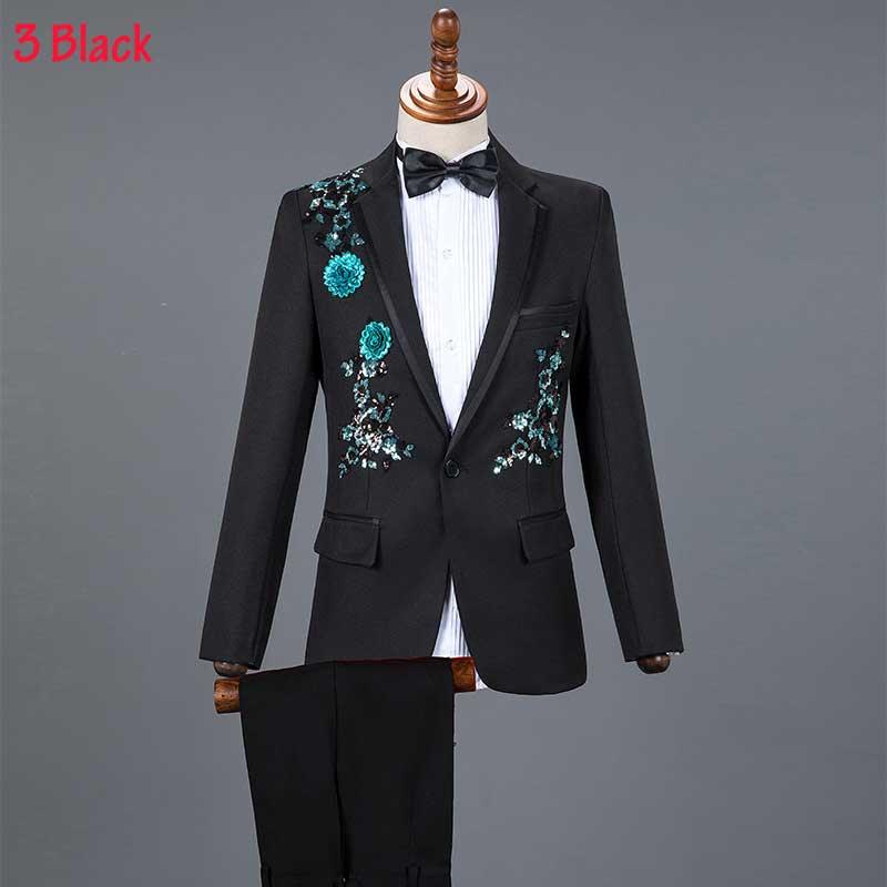 Weiß Sparkly Kristalle Stickerei Anzüge Mit Hosen Hochzeit Bräutigam Smoking Anzug Stehen Kragen Bühne Kostüm Homme Mariage | tif-shop24.de