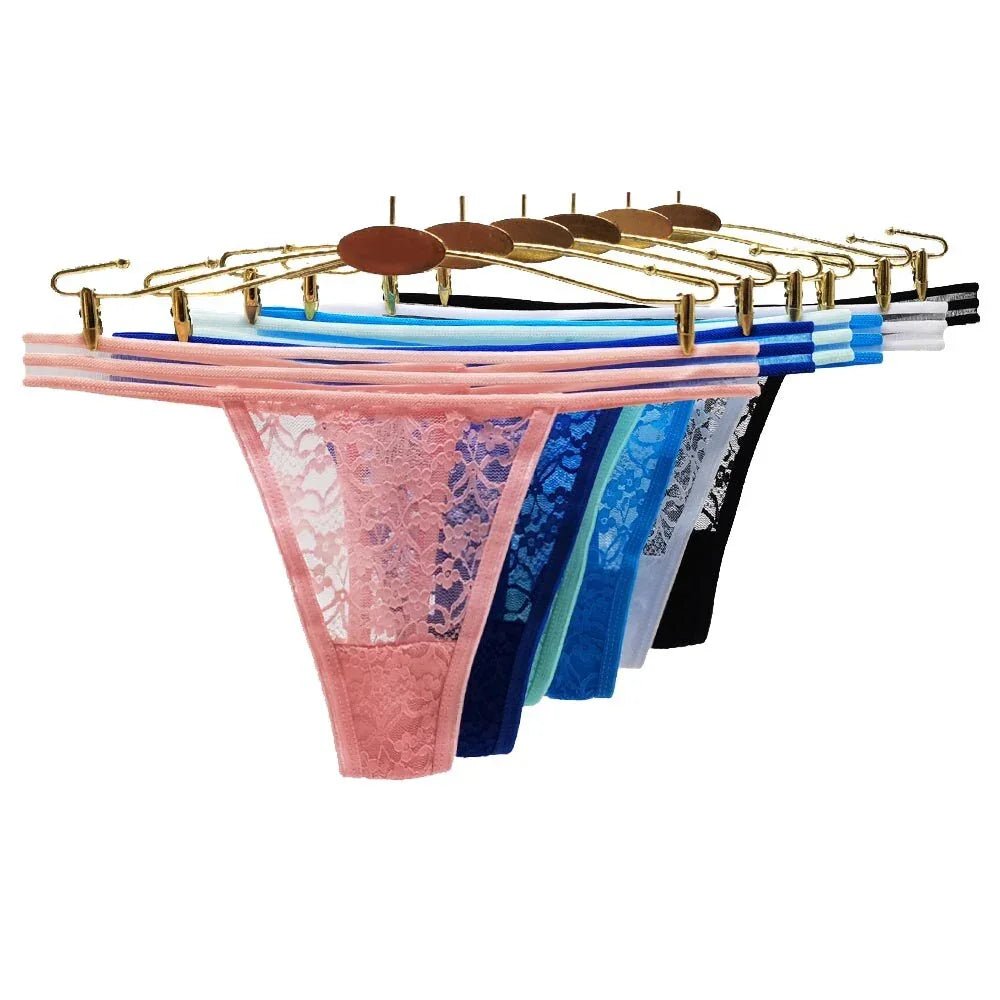Moonflame 5 stück/lose T Zurück Sexy Unterwäsche Nylon 6 Farbe Transparent Spitze G String Frauen Tanga Höschen | tif-shop24.de